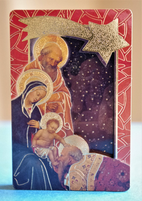 Renaissance Nativity Wooden Magnet / Easel